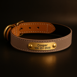 Collier-cuir-chien-personnalise-beige