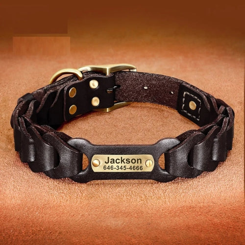 Collier-pour-chien-en-cuir-tresse-marron