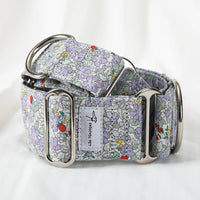 collier chien martingale fleurs lavande multicolore