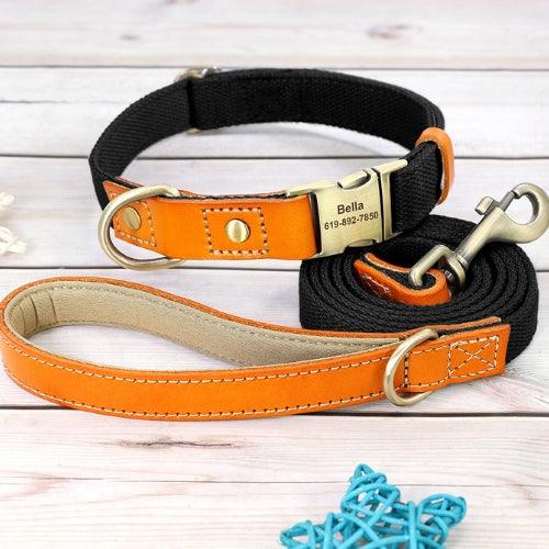 collier-chien-personnalise-noir-avec-laisse