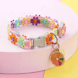 collier pour chiot multicolore avec pendentif orange